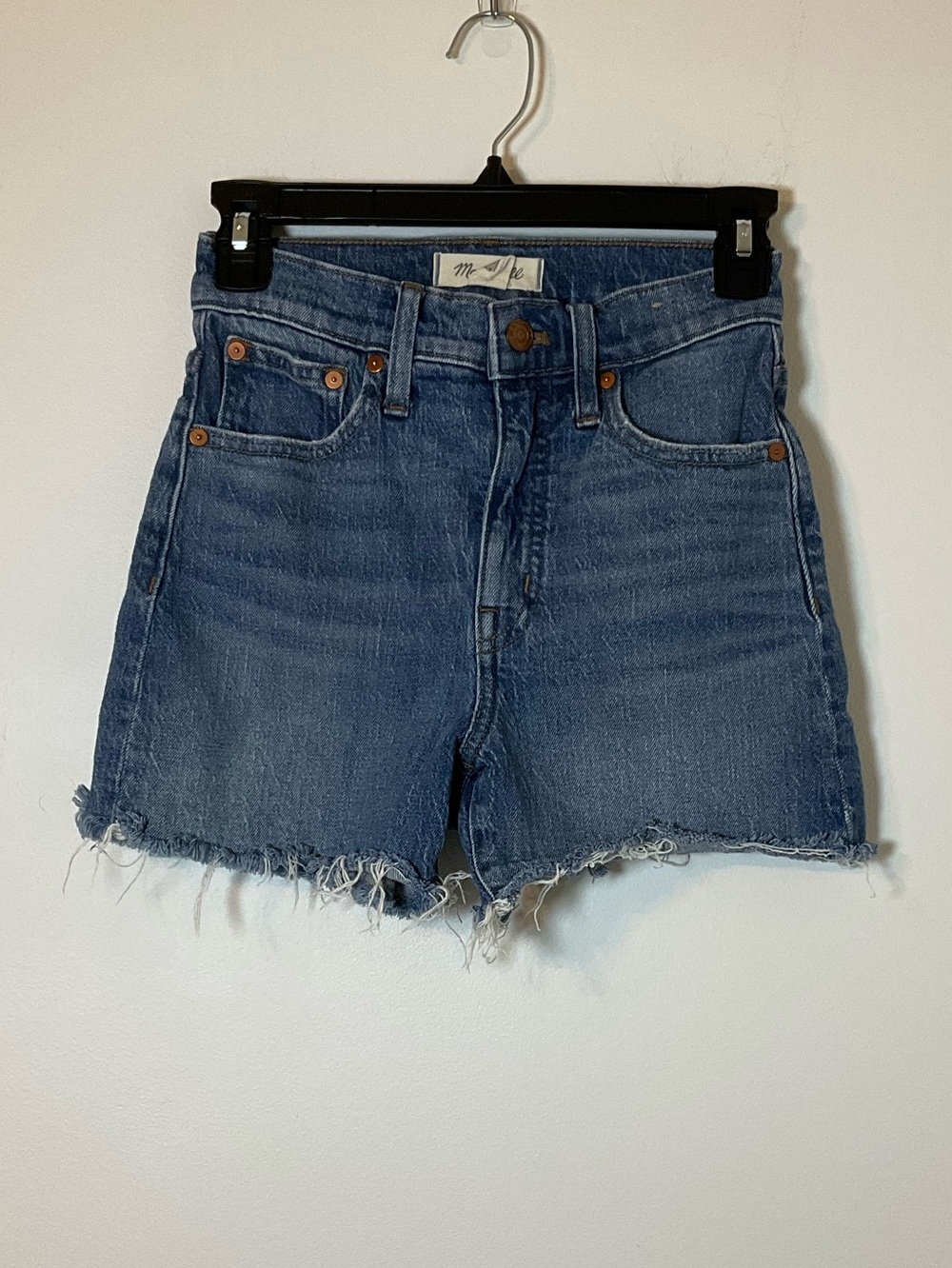 Madewell High Rise Denim Cutoff Shorts Size 23 Raw Hem Blue